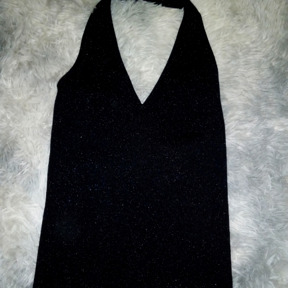 Garfield & Marks black Halter top M Silk Blend NWOT